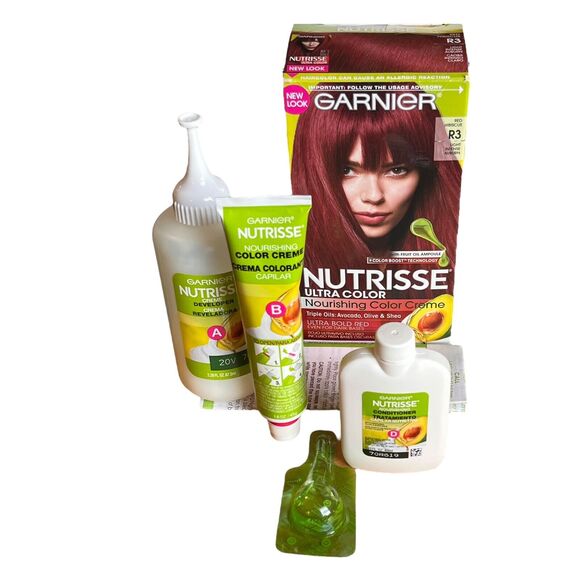 Garnier Nutrisse Color Creme R3 Ultra Bold Red Hibiscus Light Auburn Permanent - Picture 2 of 8